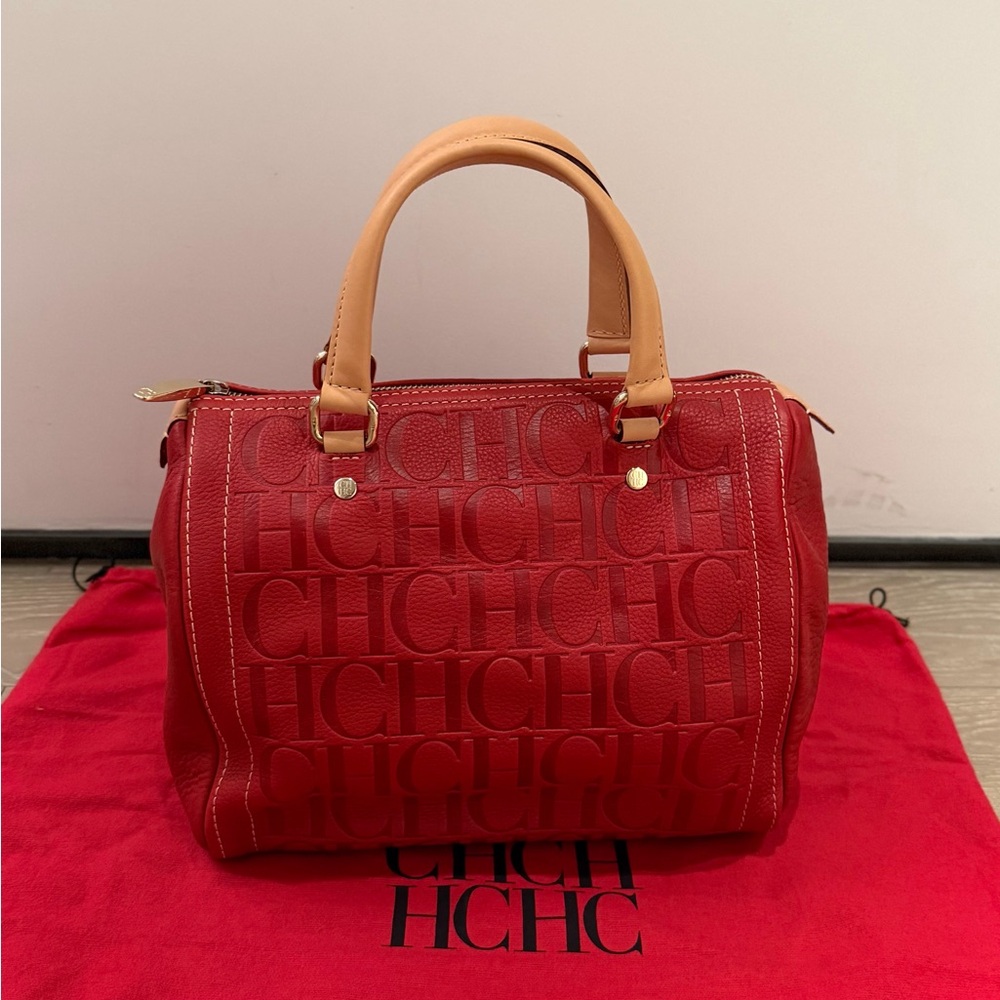 Carolina Herrera Red Andy 7 with Tan Handles